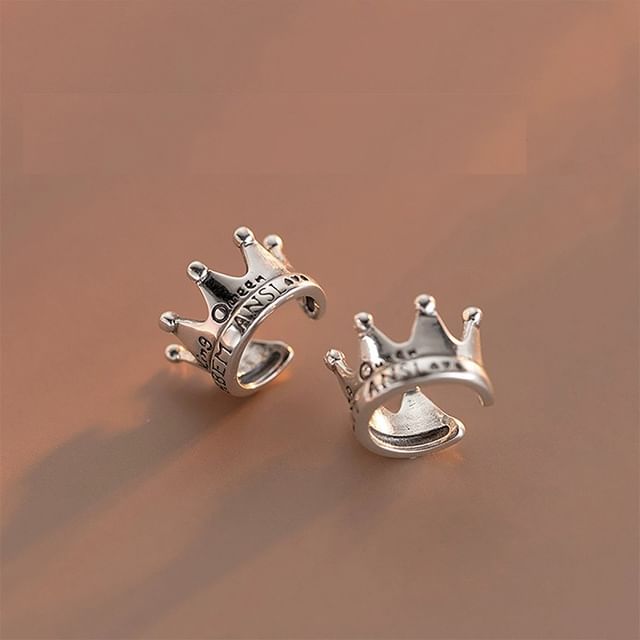 Sterling Silver Crown Ear Cuff / Set
