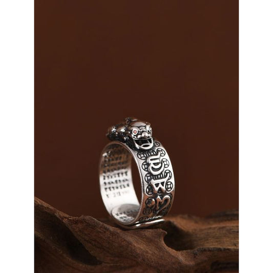 Sterling Silver Pixiu Engraved Ring