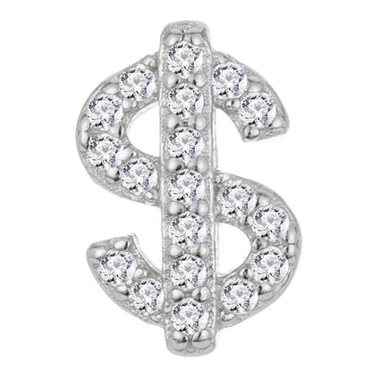 Sterling Silver Dollar Sign Rhinestone Ear Stud / Set