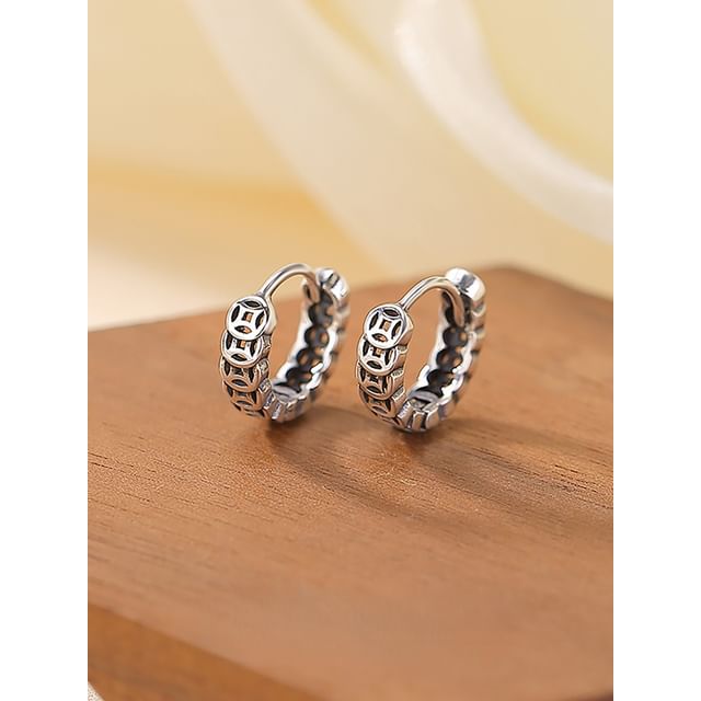 Sterling Silver Coin Huggie Earring / Set