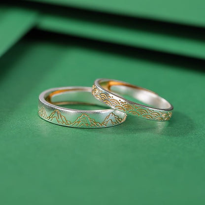 Couple Matching S999 Silver Engraved Ring / Set