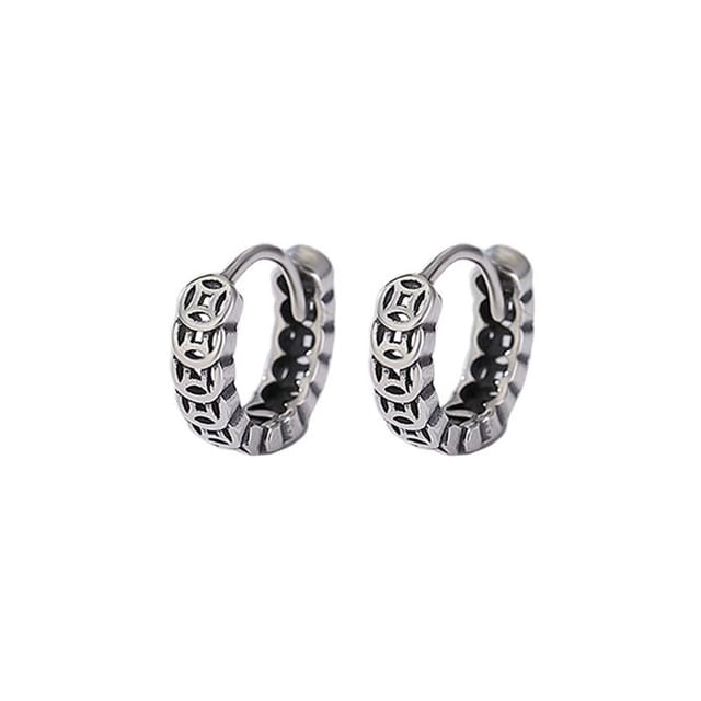 Sterling Silver Coin Huggie Earring / Set
