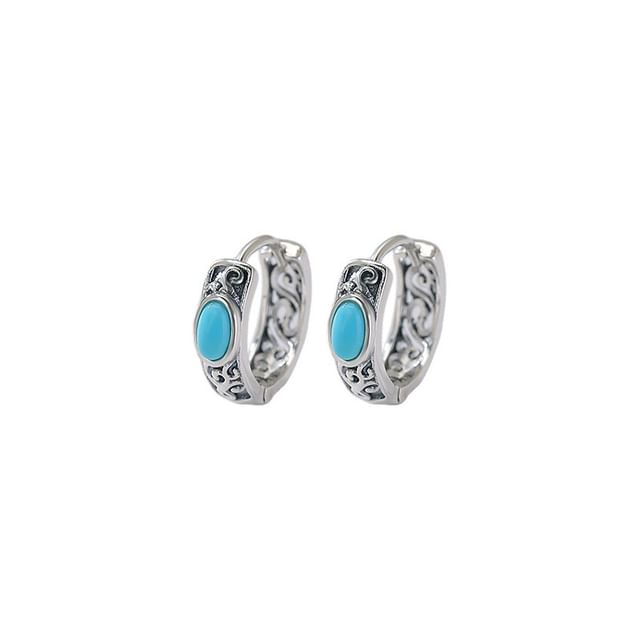 Sterling Silver Gemstone Huggie Earring / Set