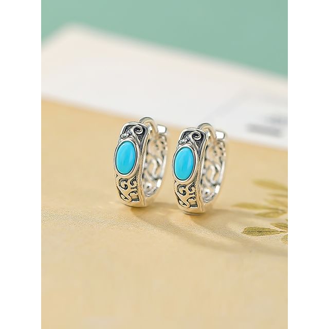 Sterling Silver Gemstone Huggie Earring / Set