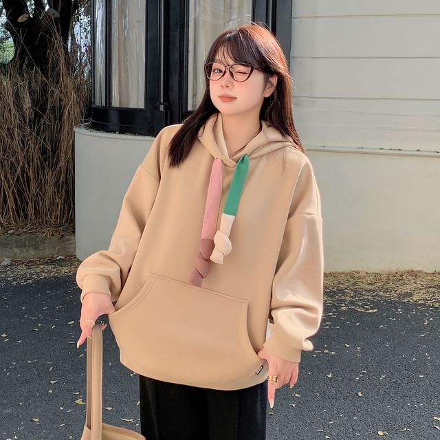 Color Block Hoodie with Drawstring