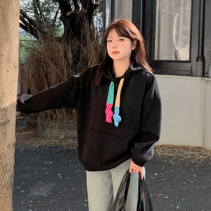 Color Block Hoodie with Drawstring