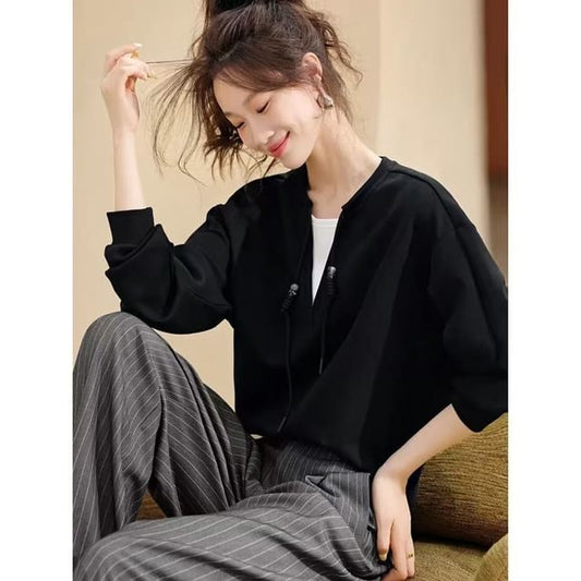 Two-Tone V-Neck Pullover Sweatshirt