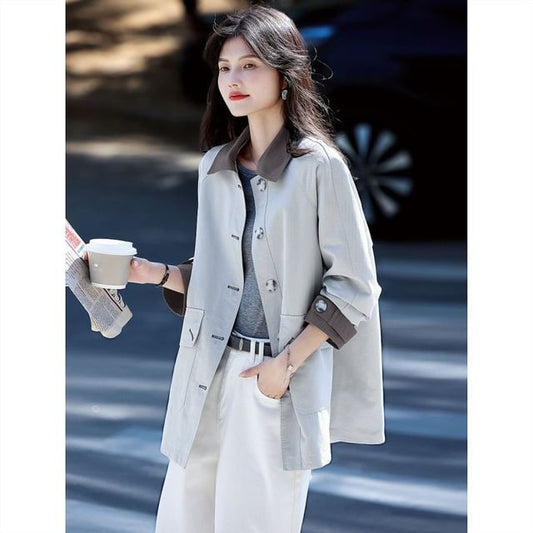 Collared Button-Up Shirt Jacket