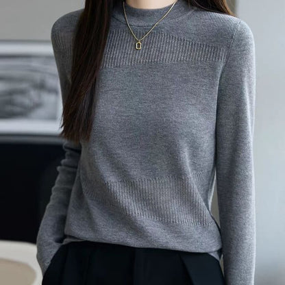 Knit Top with Mock Neck & Long Sleeves