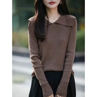 Knit Polo Top with Long Sleeves