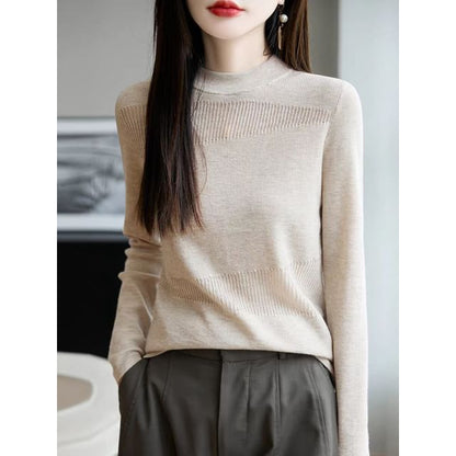 Knit Top with Mock Neck & Long Sleeves