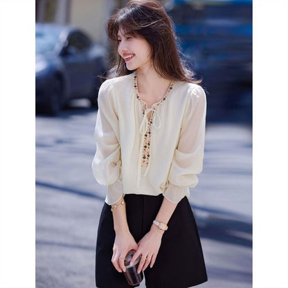 Tunic with Contrast Trim & Long Sleeves