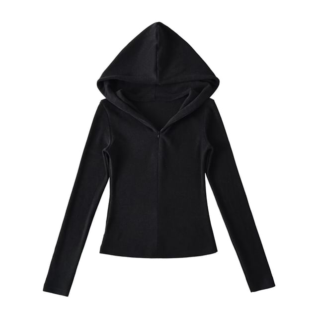 Solid Half-Zip Slim-Fit Hooded Sweatshirt
