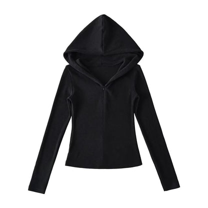 Solid Half-Zip Slim-Fit Hooded Sweatshirt