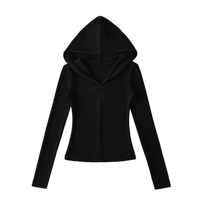 Solid Half-Zip Slim-Fit Hooded Sweatshirt