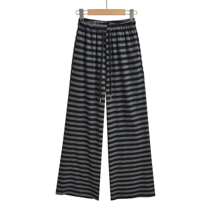 Striped Zip-Up Hoodie & Drawstring Wide-Leg Sweatpants
