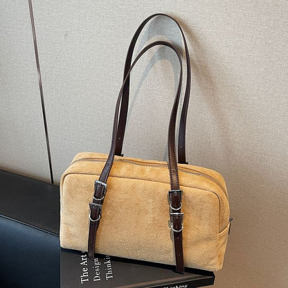 Faux Leather Buckled Strap Shoulder Bag