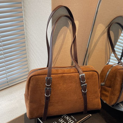 Faux Leather Buckled Strap Shoulder Bag