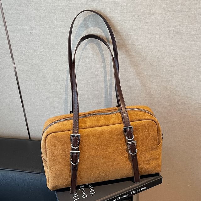 Faux Leather Buckled Strap Shoulder Bag