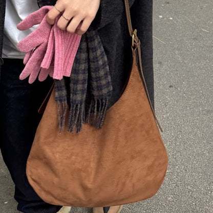 Faux Suede Shoulder Bag