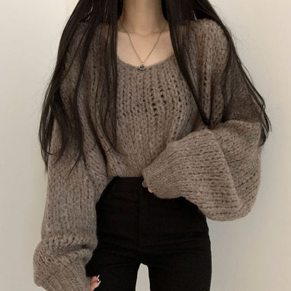 Solid Boat-Neck Pullover Sweater
