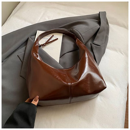 Plain Faux Leather Shoulder Bag
