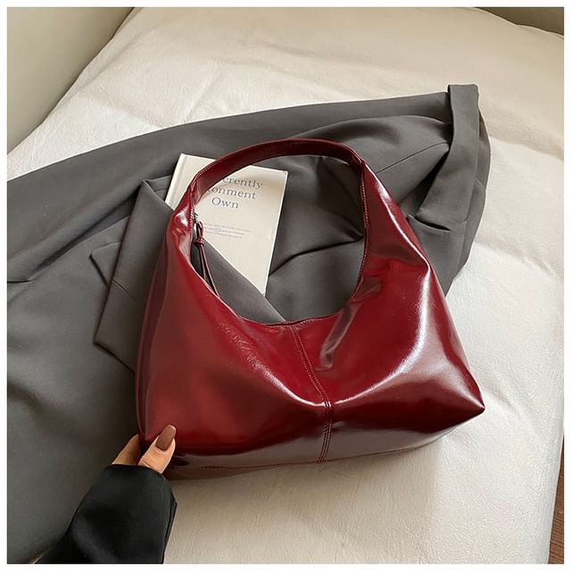 Plain Faux Leather Shoulder Bag