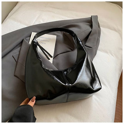 Plain Faux Leather Shoulder Bag