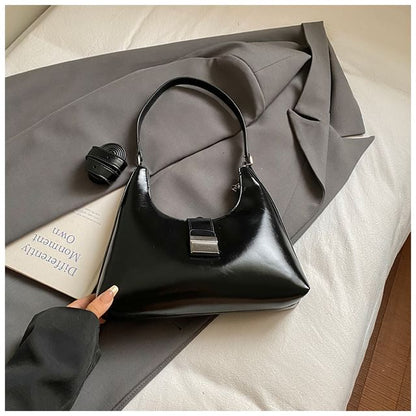 Buckled Faux Leather Shoulder Bag