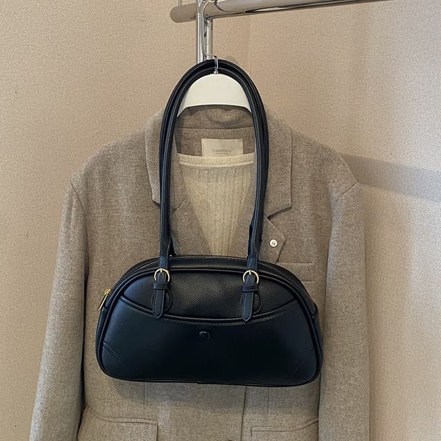 Faux Leather Zip Shoulder Bag