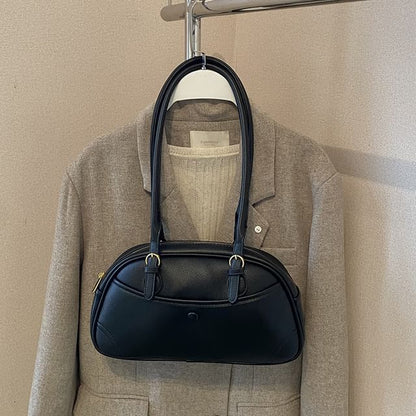 Faux Leather Zip Shoulder Bag