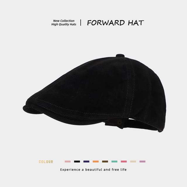 Plain Faux Suede Flat Cap