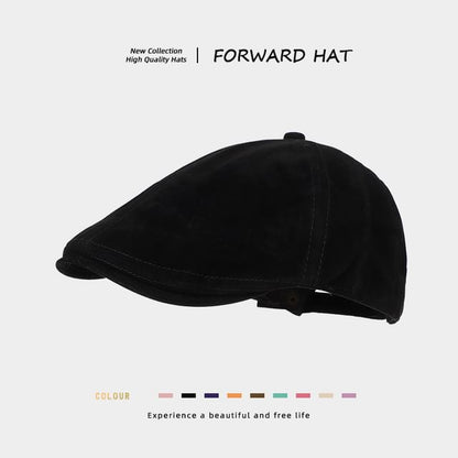 Plain Faux Suede Flat Cap
