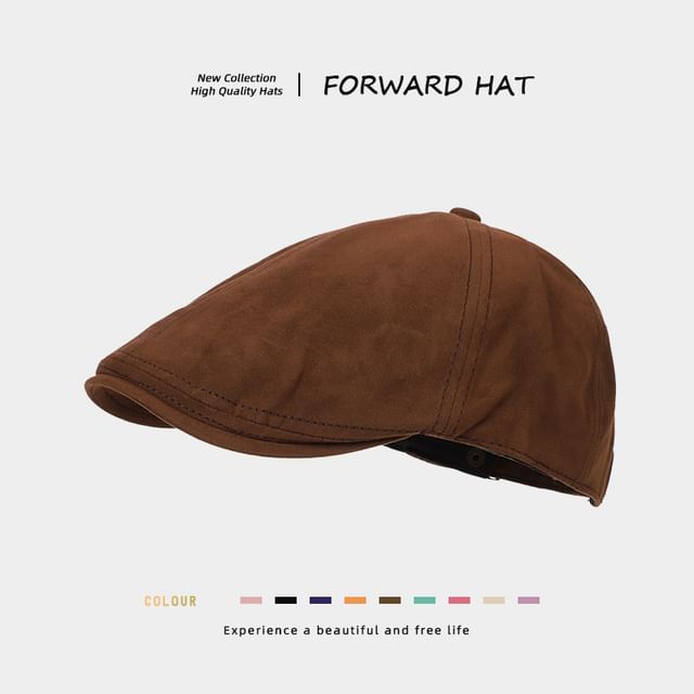 Plain Faux Suede Flat Cap
