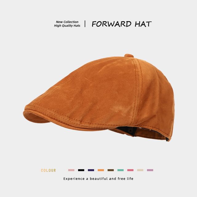 Plain Faux Suede Flat Cap