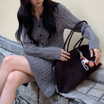 Button-Up Cardigan & Mini A-Line Skirt Set