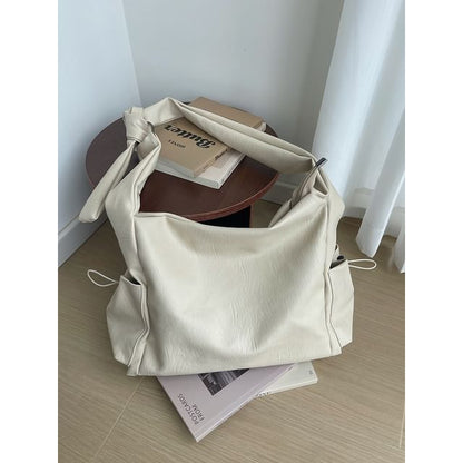 Faux Leather Plain Shoulder Bag