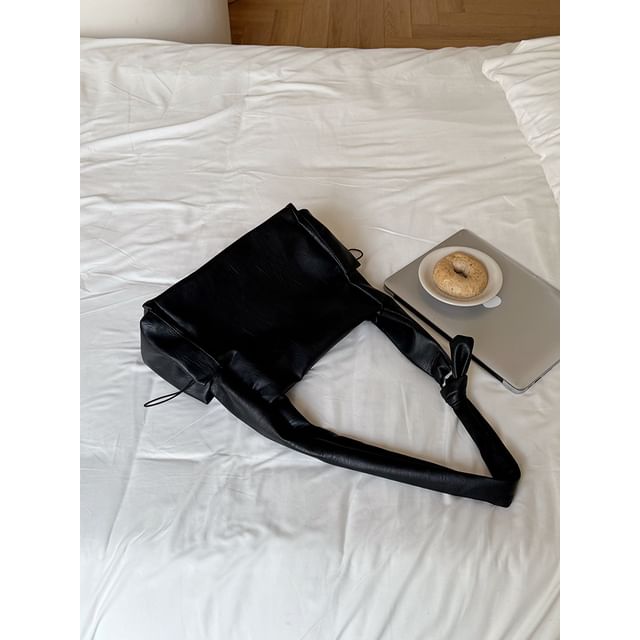 Faux Leather Plain Shoulder Bag