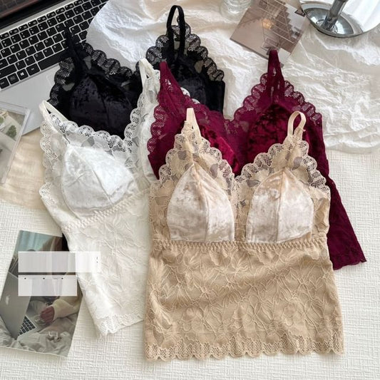 V-Neck Lace Bra Top
