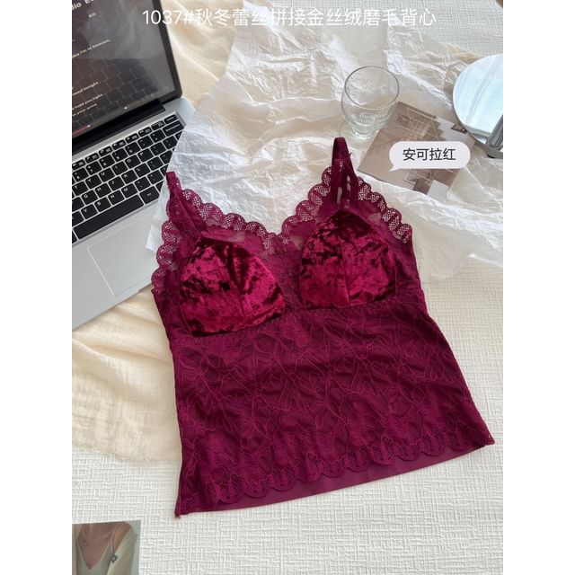 V-Neck Lace Bra Top