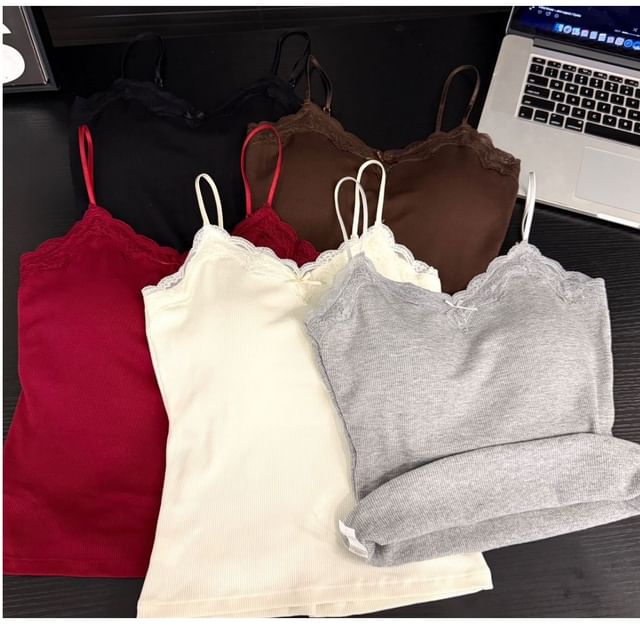 Plain Lace Trim Bra Top