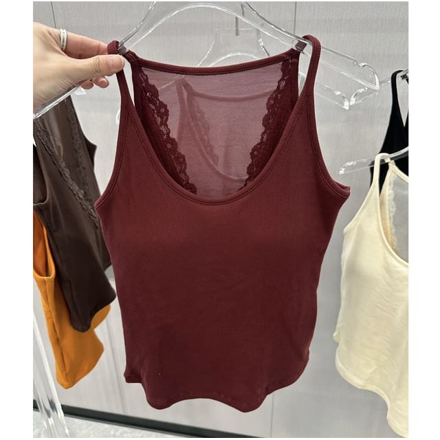 Plain Lace Trim Camisole Top