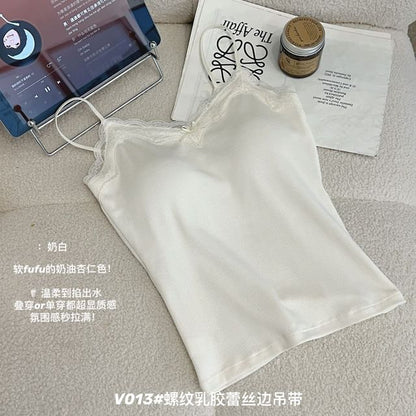 Plain Lace Trim Bra Top
