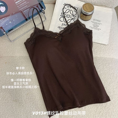 Plain Lace Trim Bra Top