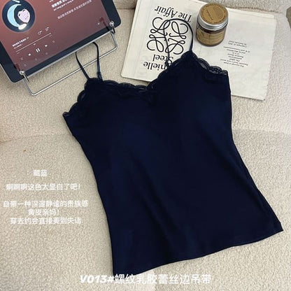 Plain Lace Trim Bra Top