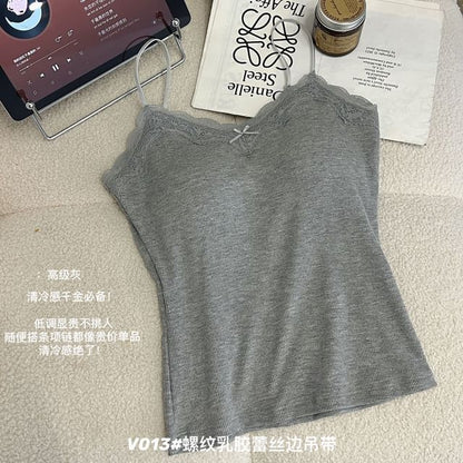 Plain Lace Trim Bra Top