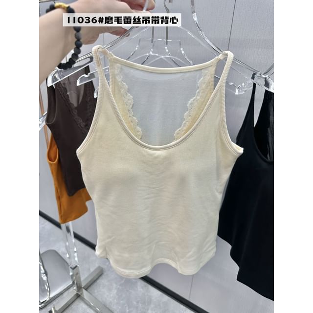 Plain Lace Trim Camisole Top