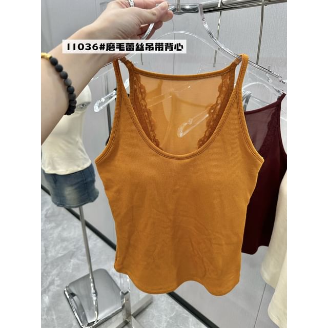 Plain Lace Trim Camisole Top