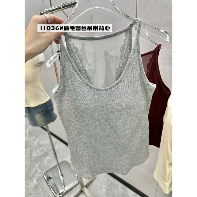 Plain Lace Trim Camisole Top