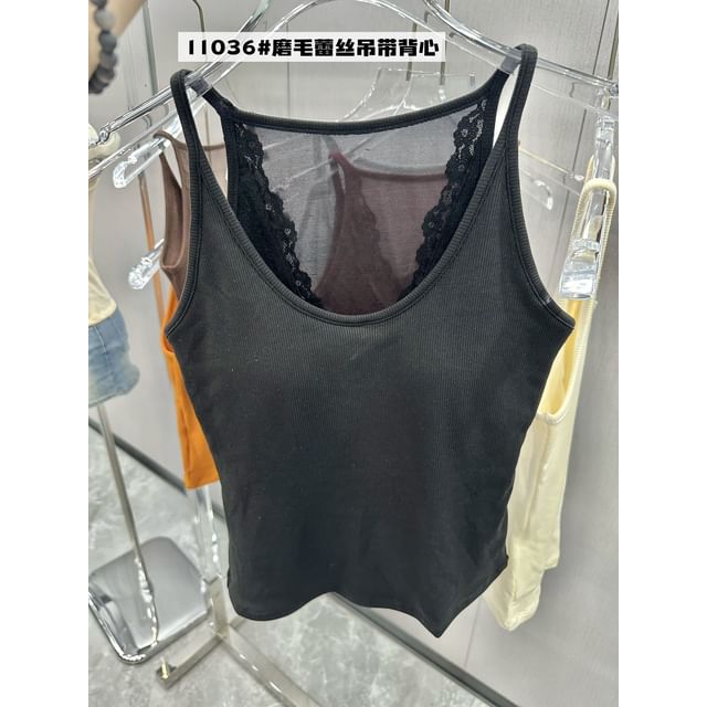 Plain Lace Trim Camisole Top